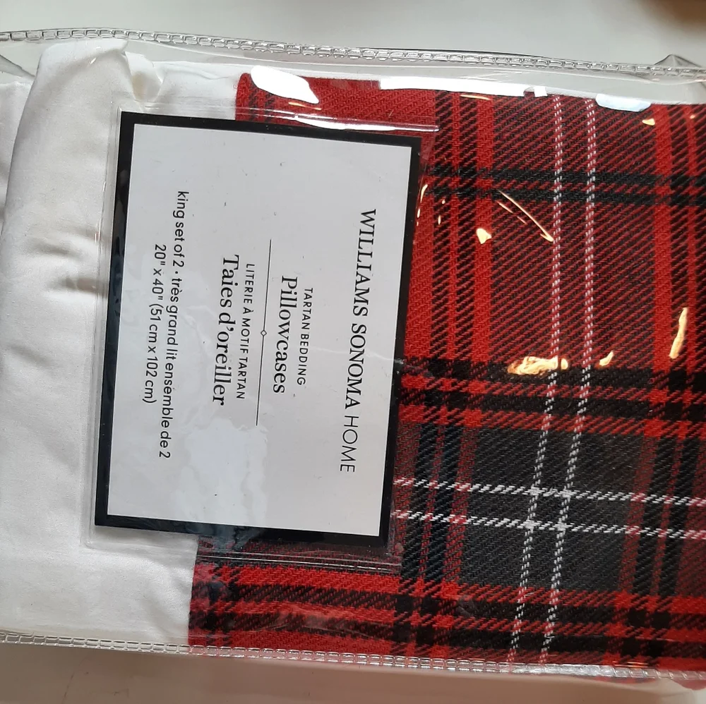 Williams Sonoma Tartan KING pillowcases (1 pair)